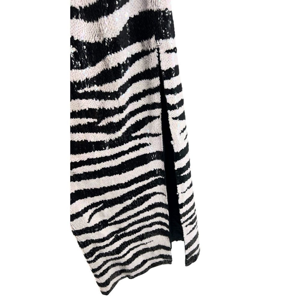 Sean Sequin Long Strapless Formal Zebra Print Iri… - image 3